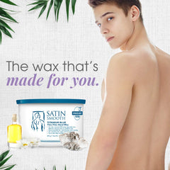 Applying Satin Smooth Titanium Blue Wax for a quick, strip-free hair removal session.