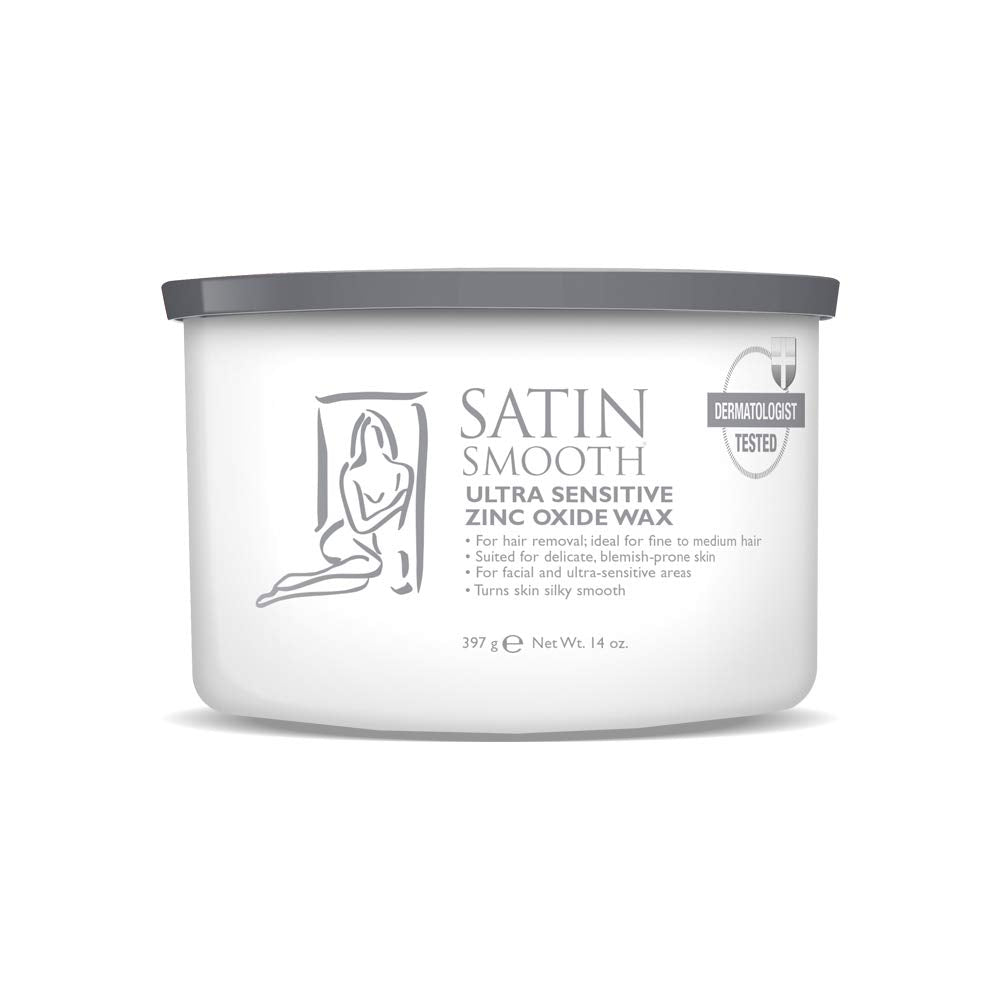 Satin Smooth Ultra Sensitive Wax jar for gentle, skin-safe hair removal.