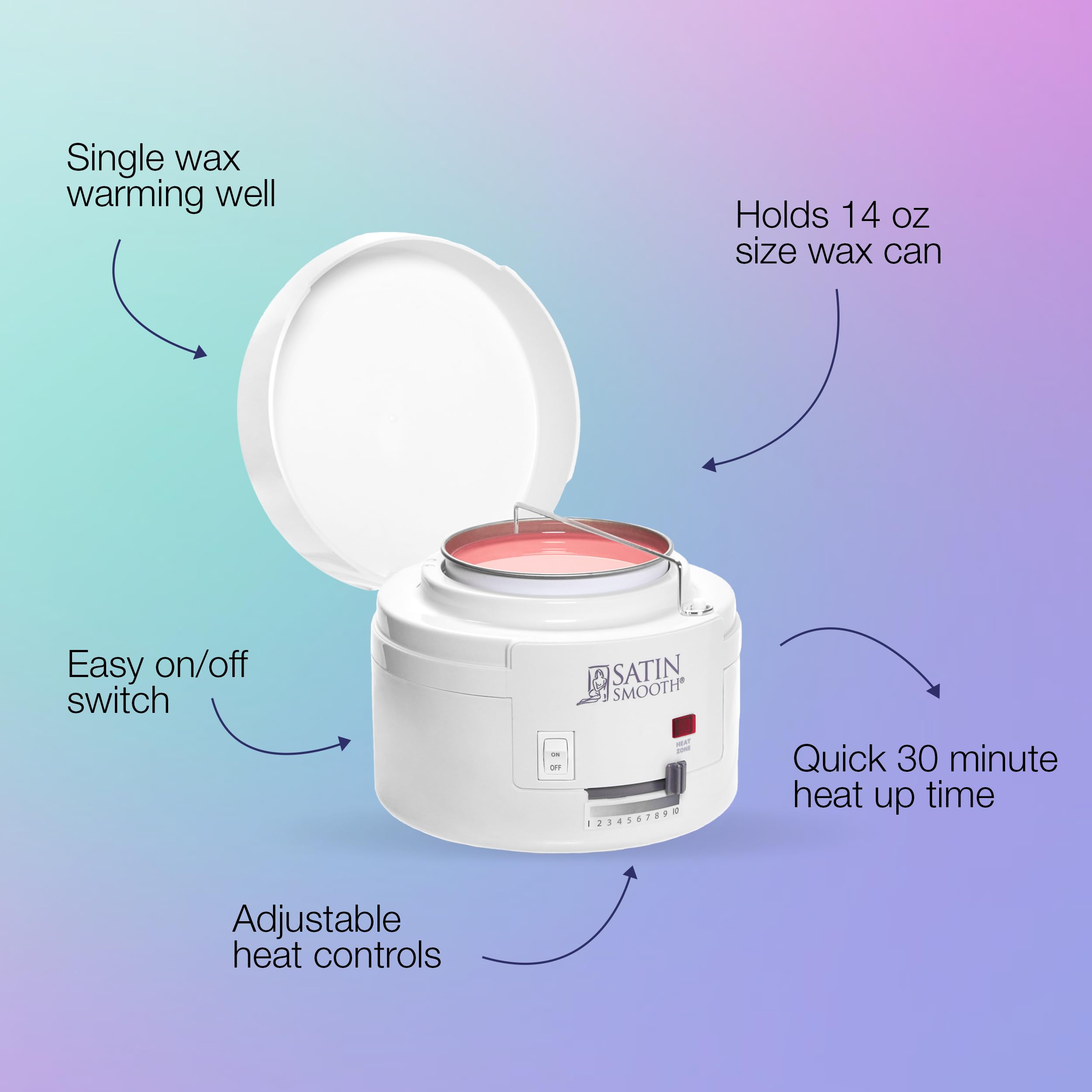 SATIN SMOOTH Accu-Temp indicator shows when the warmer is ready