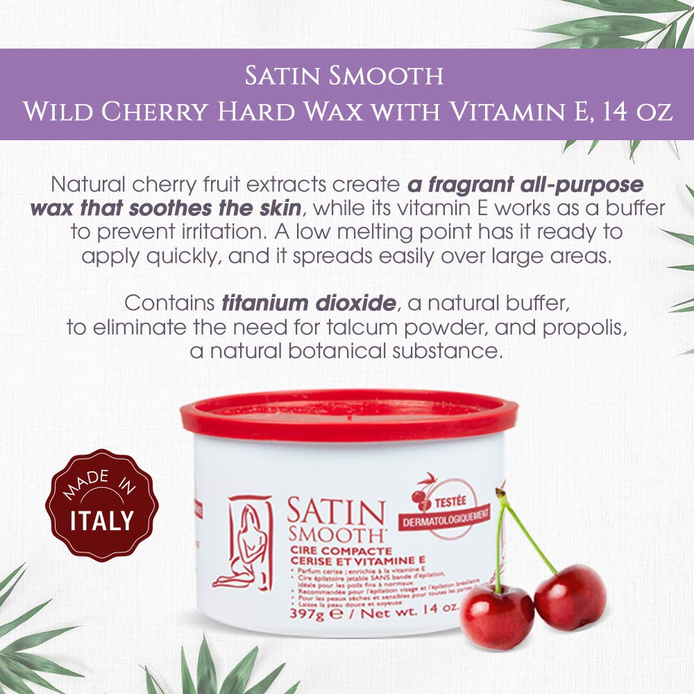 SATIN SMOOTH Wild Cherry Hard Wax cherry extracts close-up for skin-protecting formula