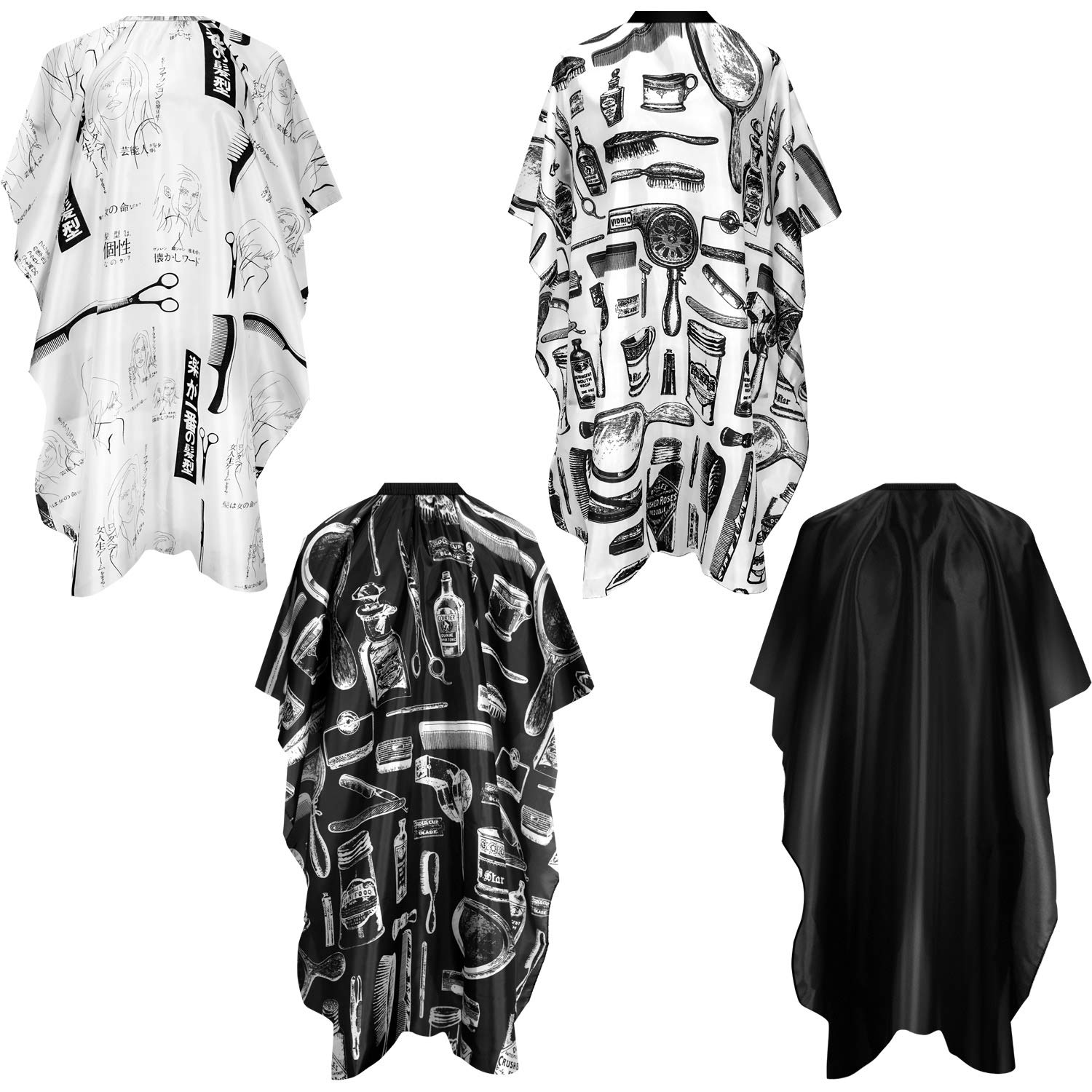 SATINIOR four-piece cape set with neck closure for salon or home use
