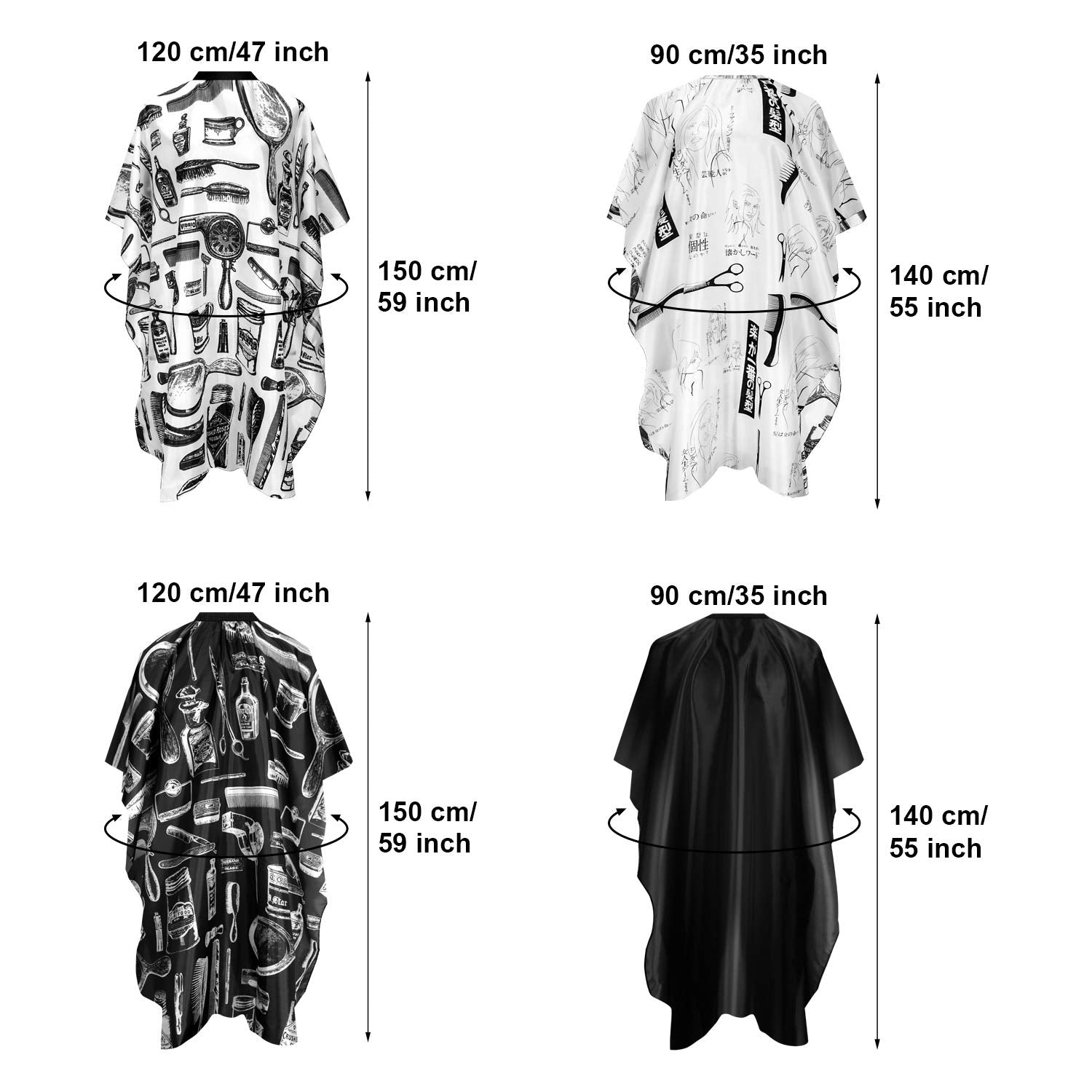 SATINIOR mixed printed and plain designs cape set shown together