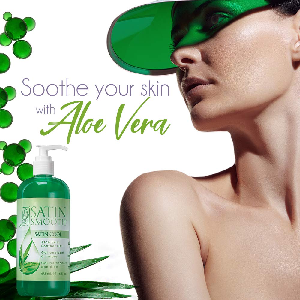 SATIN SMOOTH Aloe Vera Gel para aplicación suave en piel tras depilación.