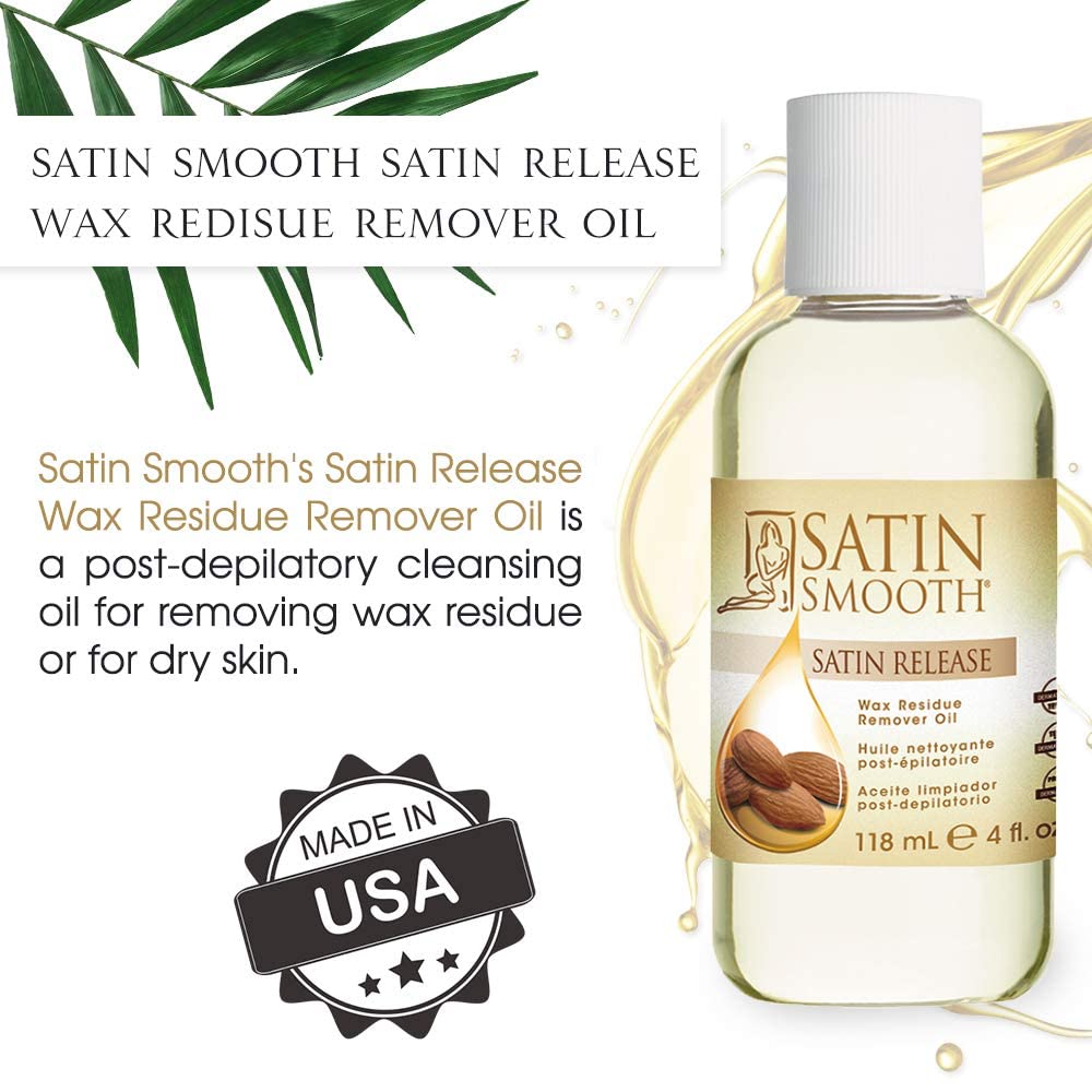 SATIN SMOOTH Release bottle with sunflower, wheat germ, and almond oils.