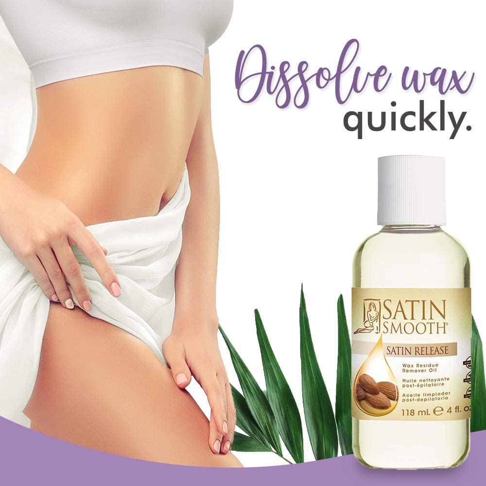 SATIN SMOOTH Release small bottle on shelf ready for post-wax care.