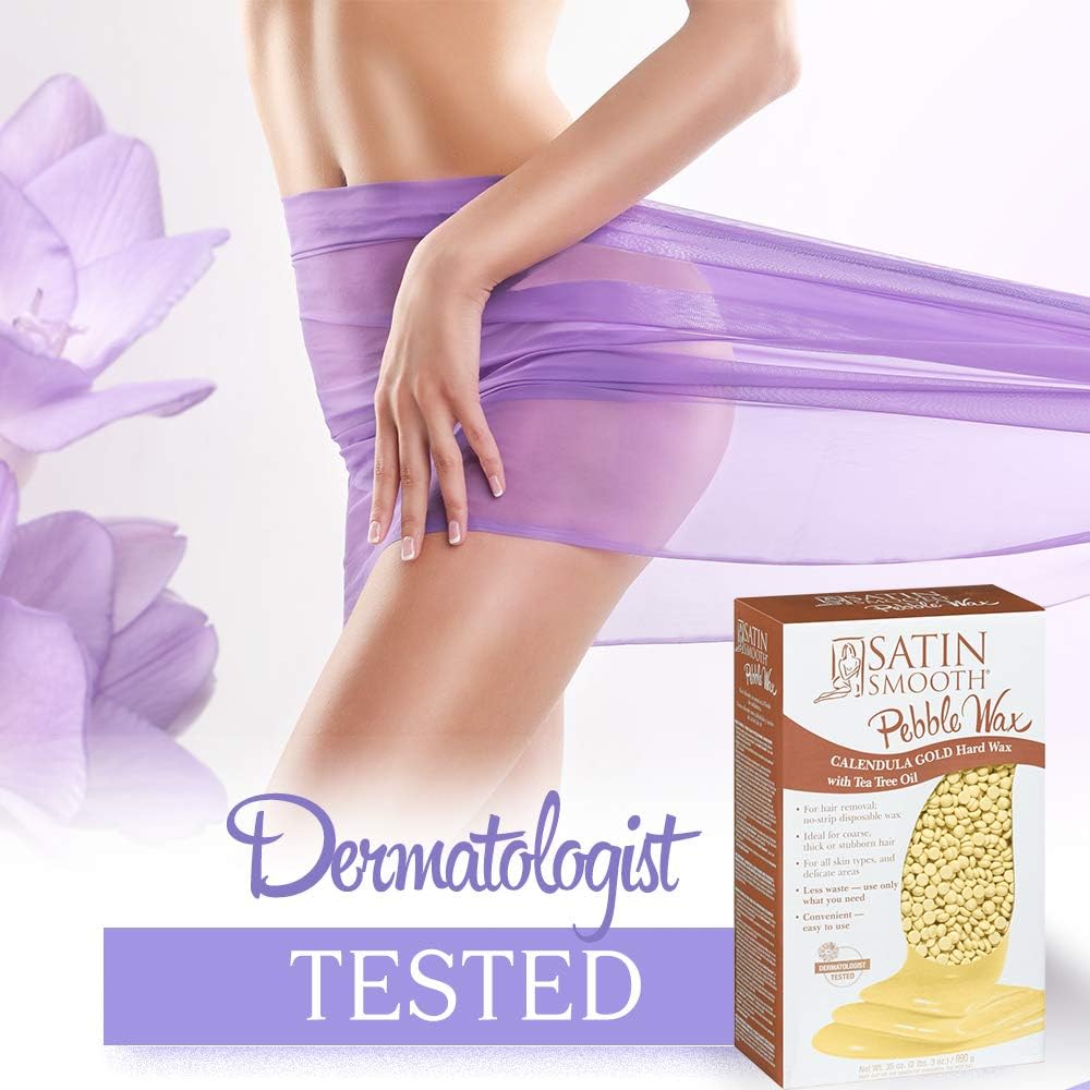 SATIN SMOOTH stripless wax applied smoothly for at-home waxing.