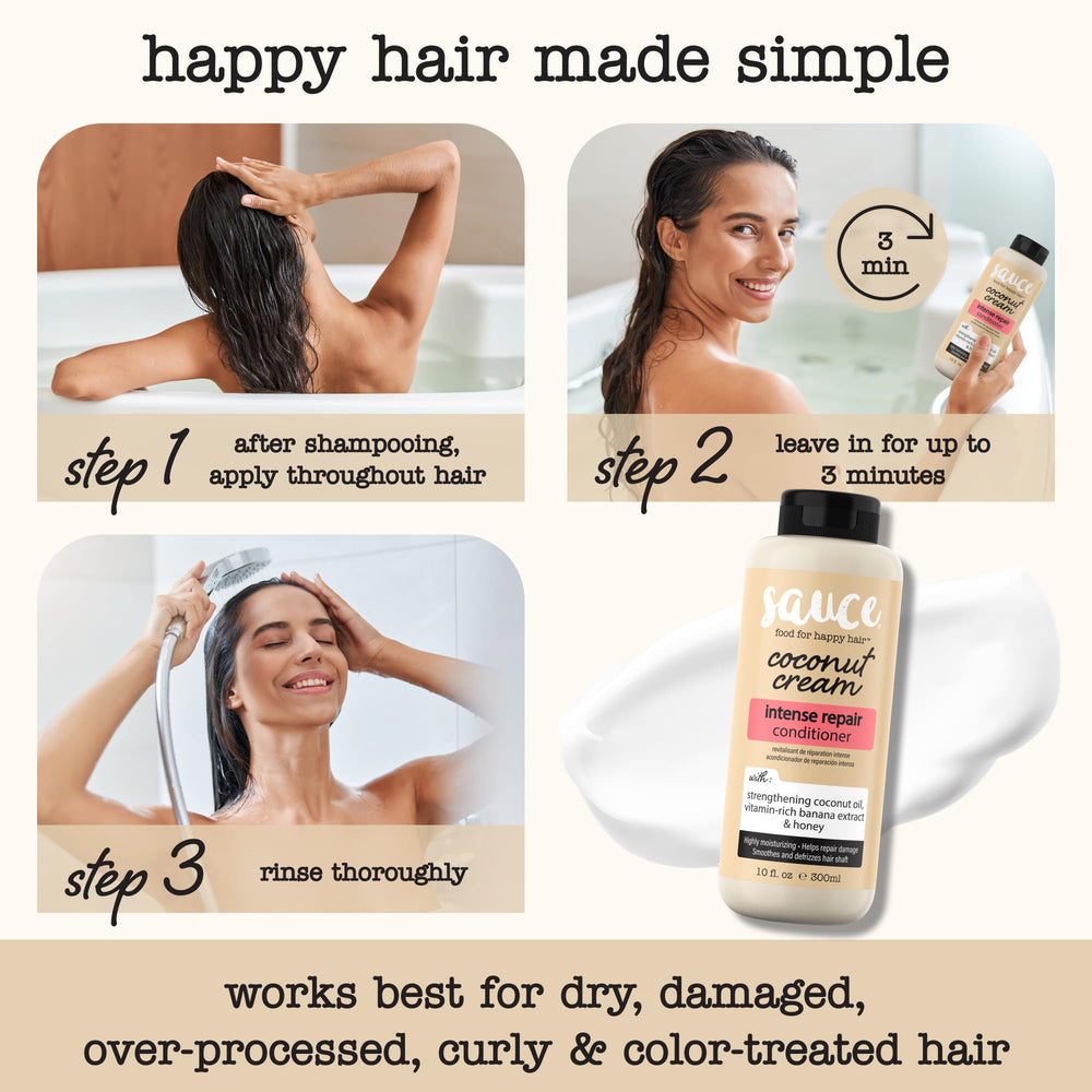 SAUCE BEAUTY Acondicionador Crema de Coco: aplicar tras el champú para cabello suave