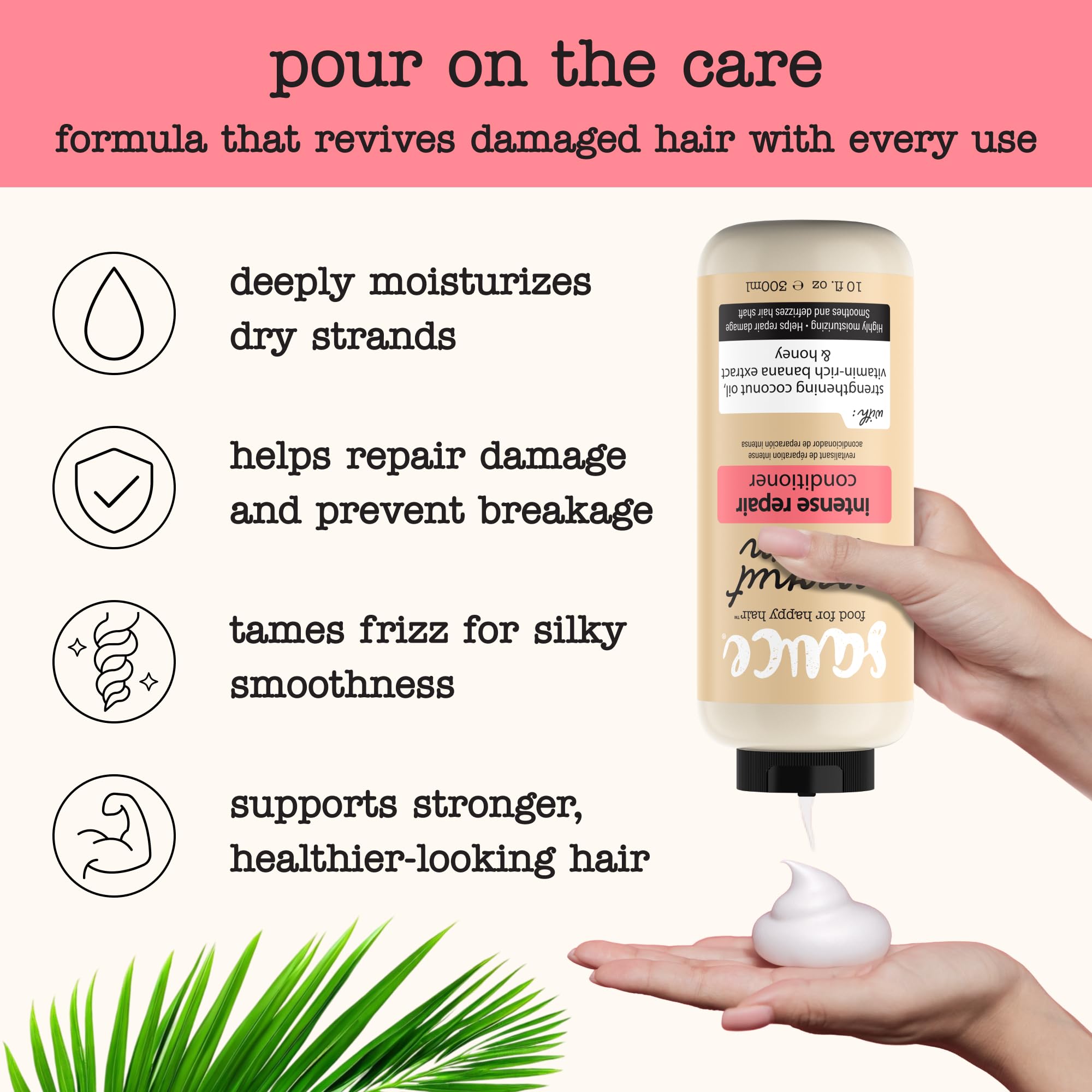 SAUCE BEAUTY Acondicionador Crema de Coco: extracto de banana para nutrición suave