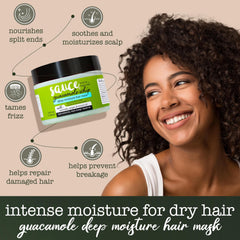 SAUCE BEAUTY Guacamole Mascarilla Aceite Argan Miel: nutrición para brillo y manejabilidad.
