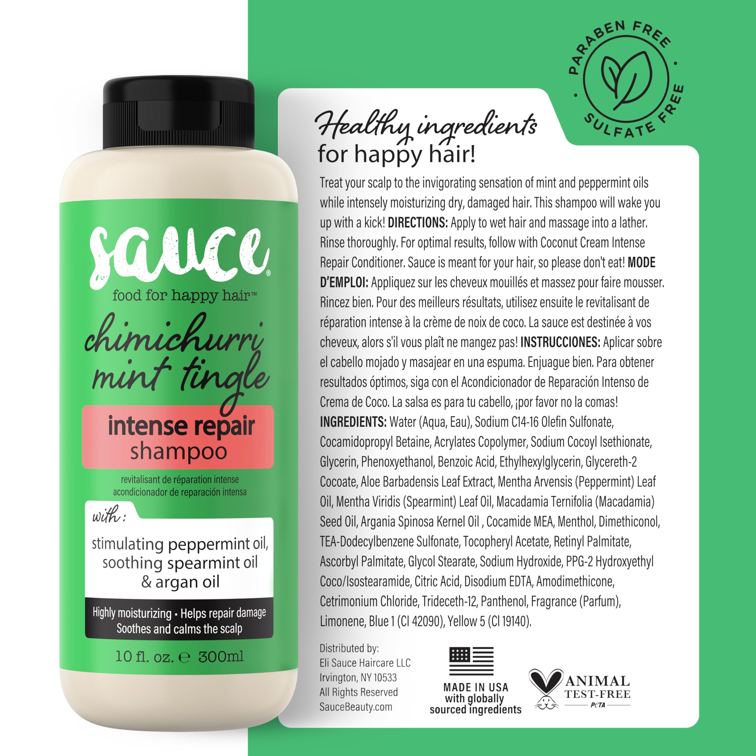 SAUCE Intense Repair Shampoo: envase de 25 lavados para uso continuo.