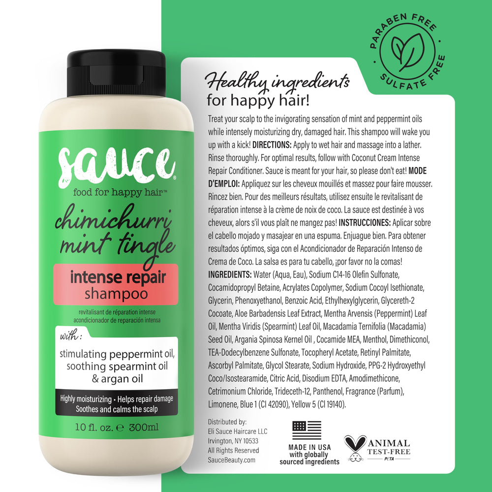 SAUCE Intense Repair Shampoo: envase de 25 lavados para uso continuo.