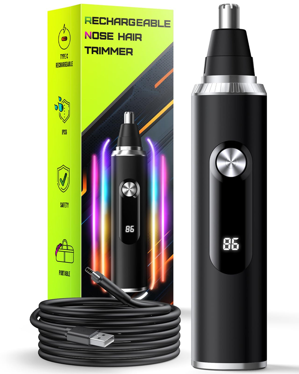 Savilab nose hair trimmer front view highlighting compact on the go design