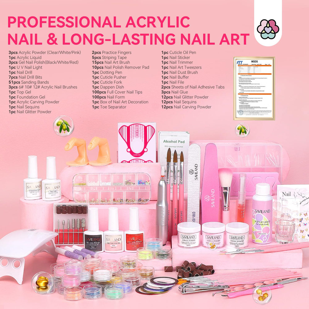 SAVILAND acrylic powder colors in clear pink and white