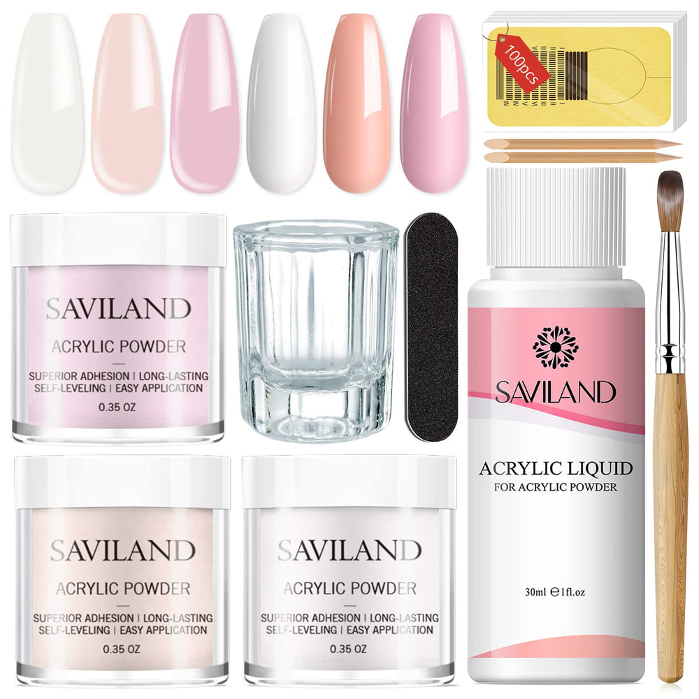 SAVILAND clear pink nude acrylic powder for durable extensions