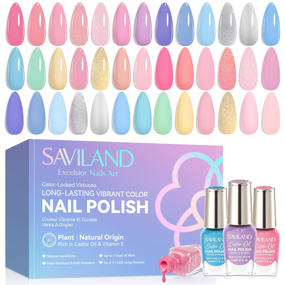 SAVILAND set de esmaltes con 20 tonos macaron para uñas brillantes y a la moda