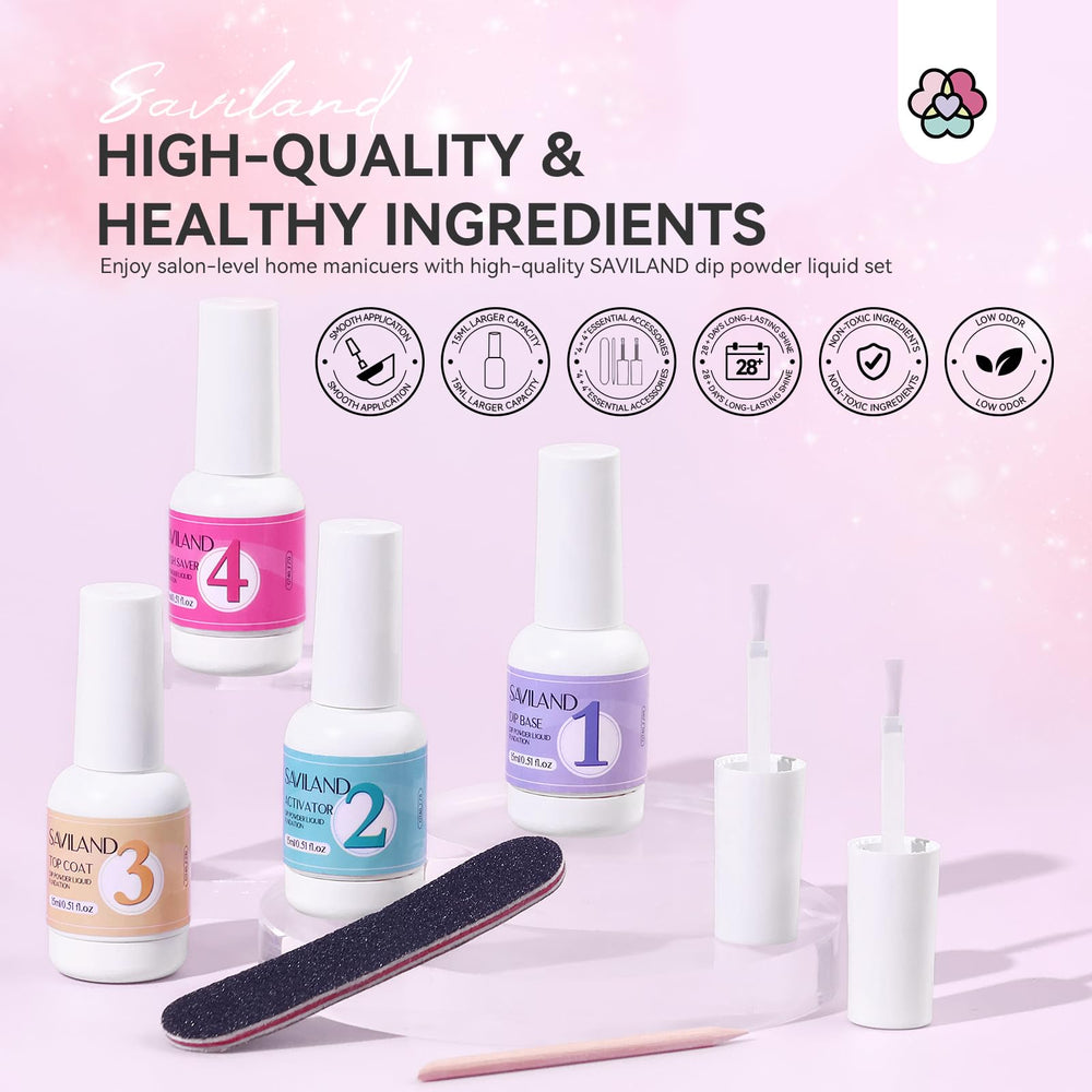 SAVILAND dip top coat bottle for shiny, long-lasting finish.