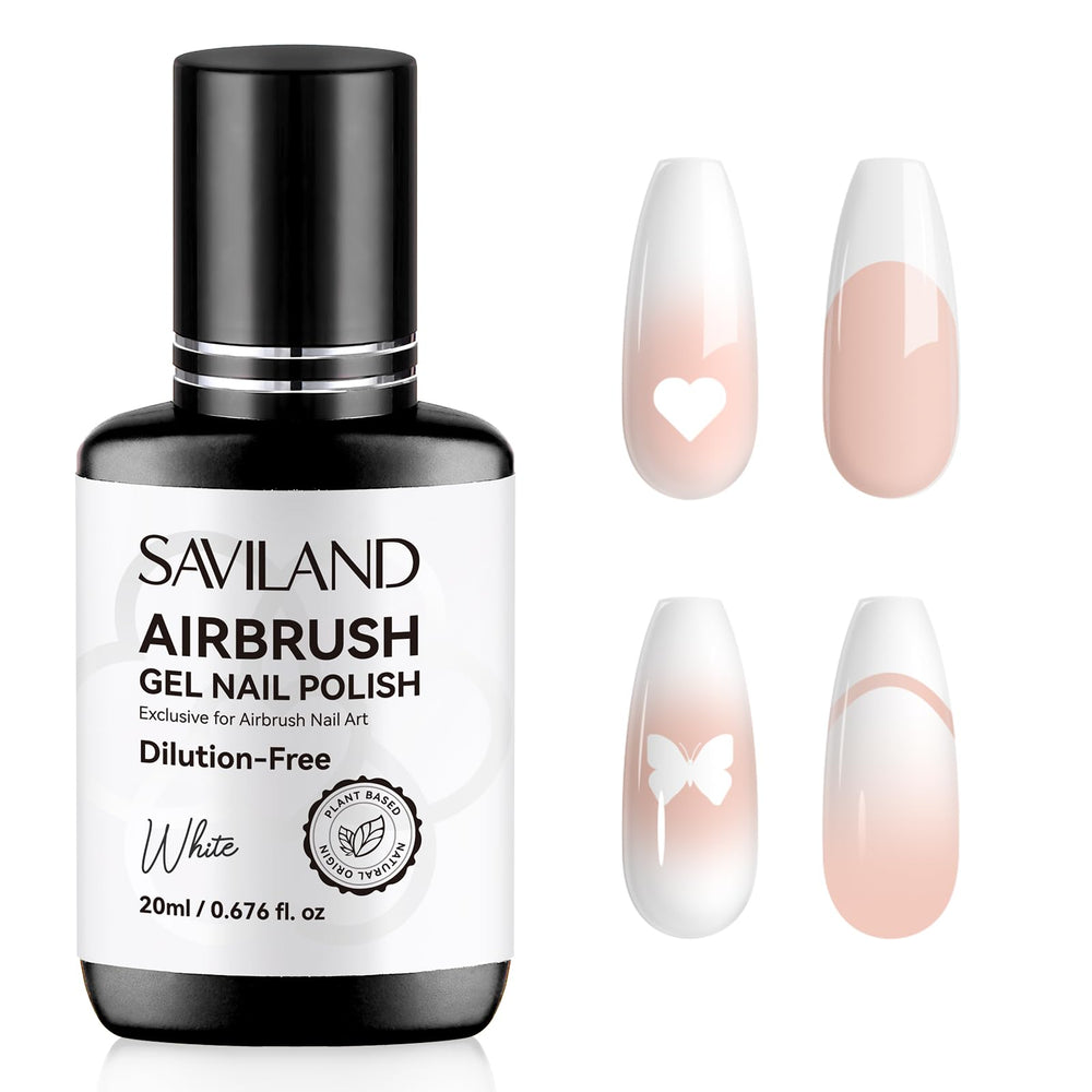 Esmalte gel aerográfico SAVILAND blanco 20 ml para acabado suave y uniforme.