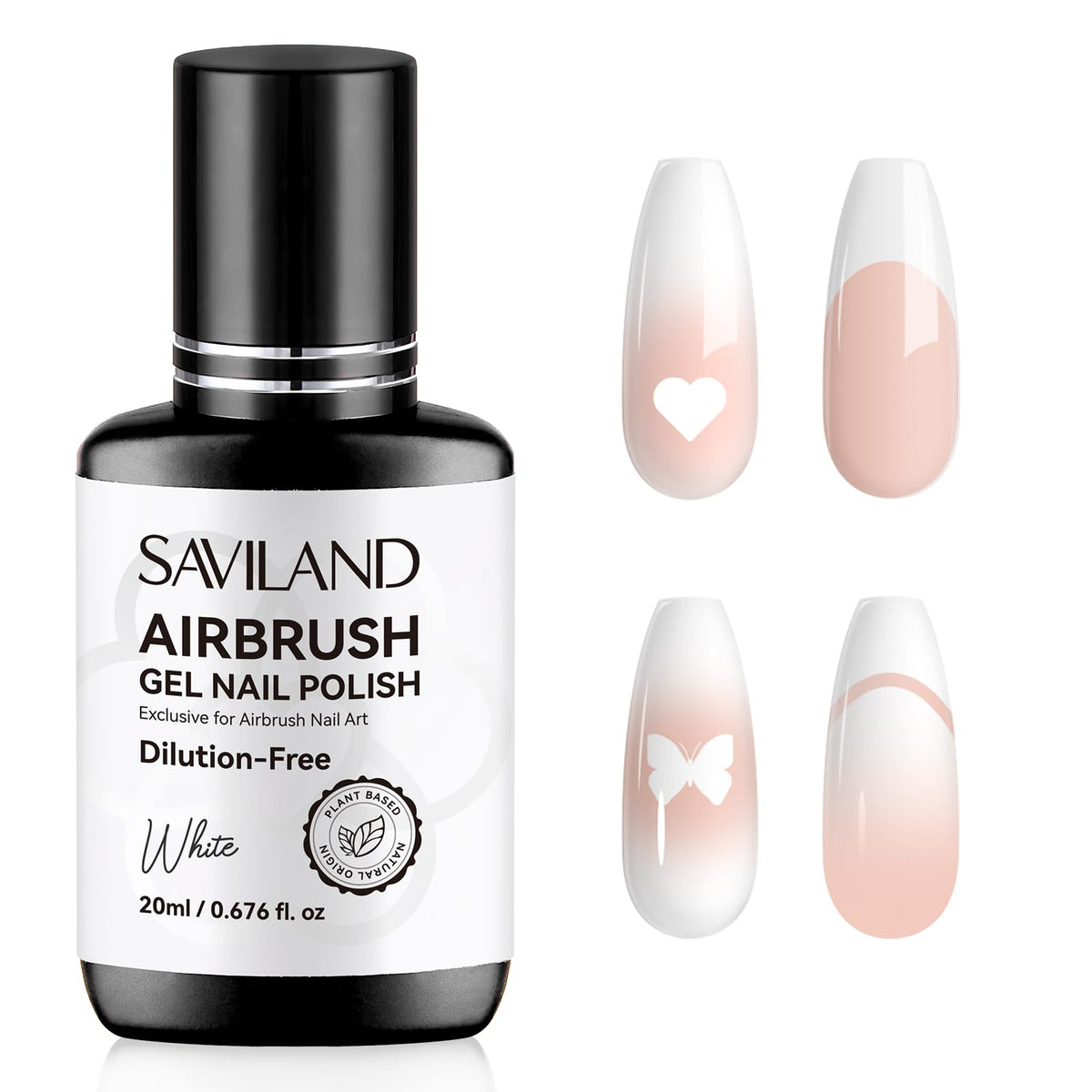 Esmalte gel aerográfico SAVILAND blanco 20 ml para acabado suave y uniforme.