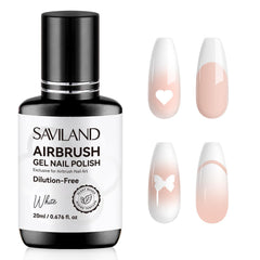 Esmalte gel aerográfico SAVILAND blanco 20 ml para acabado suave y uniforme.