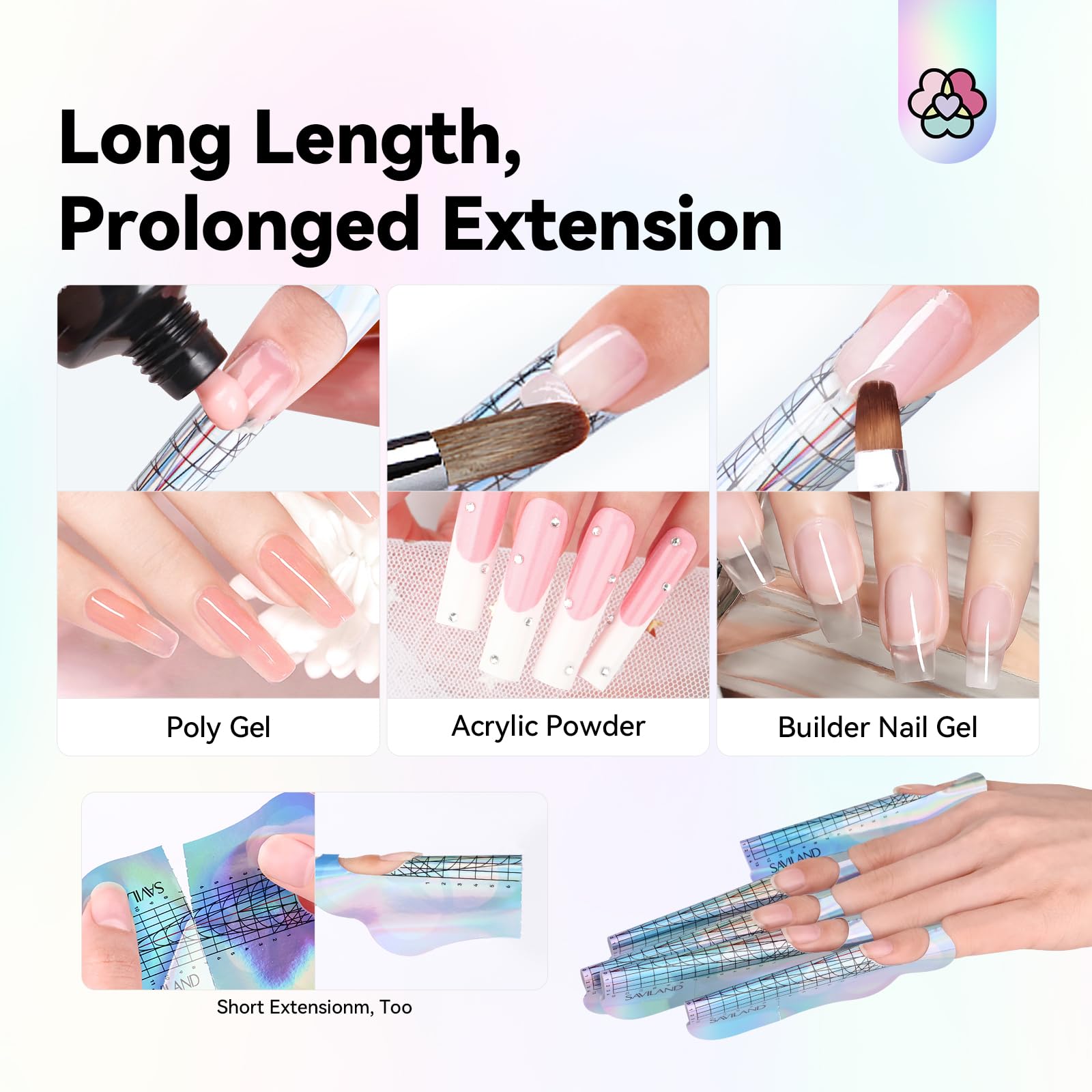 Formas SAVILAND con adhesivo fuerte para fijación estable durante la manicura.