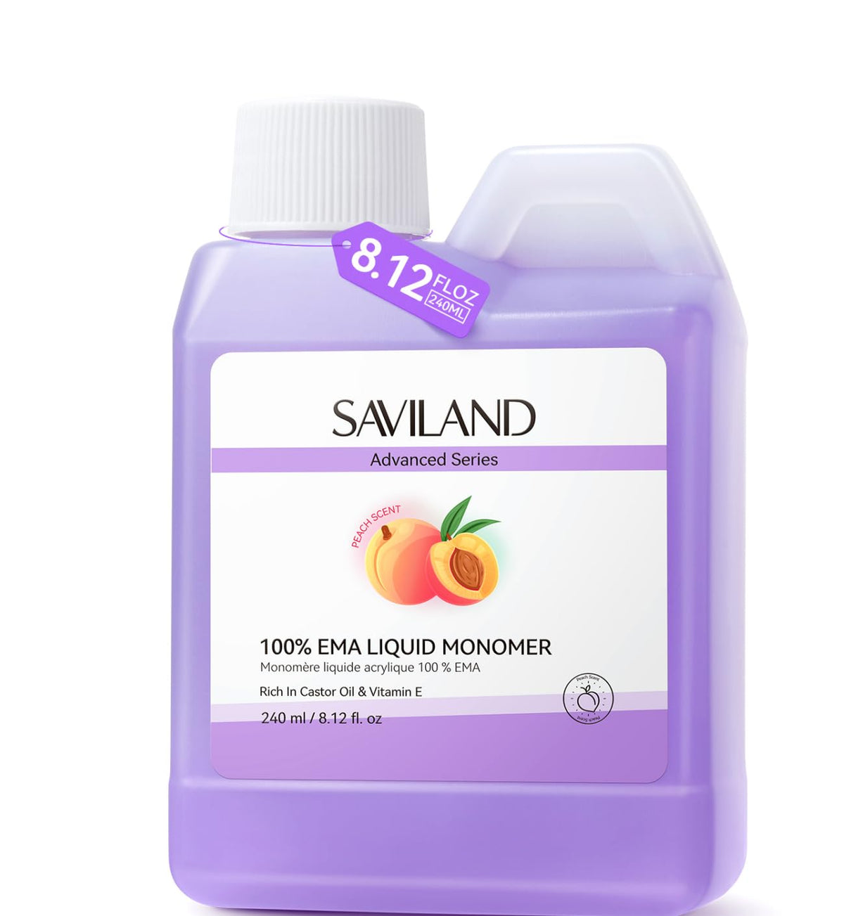 SAVILAND Puro EMA Monómero Acrílico: fragancia durazno suave al aplicar.