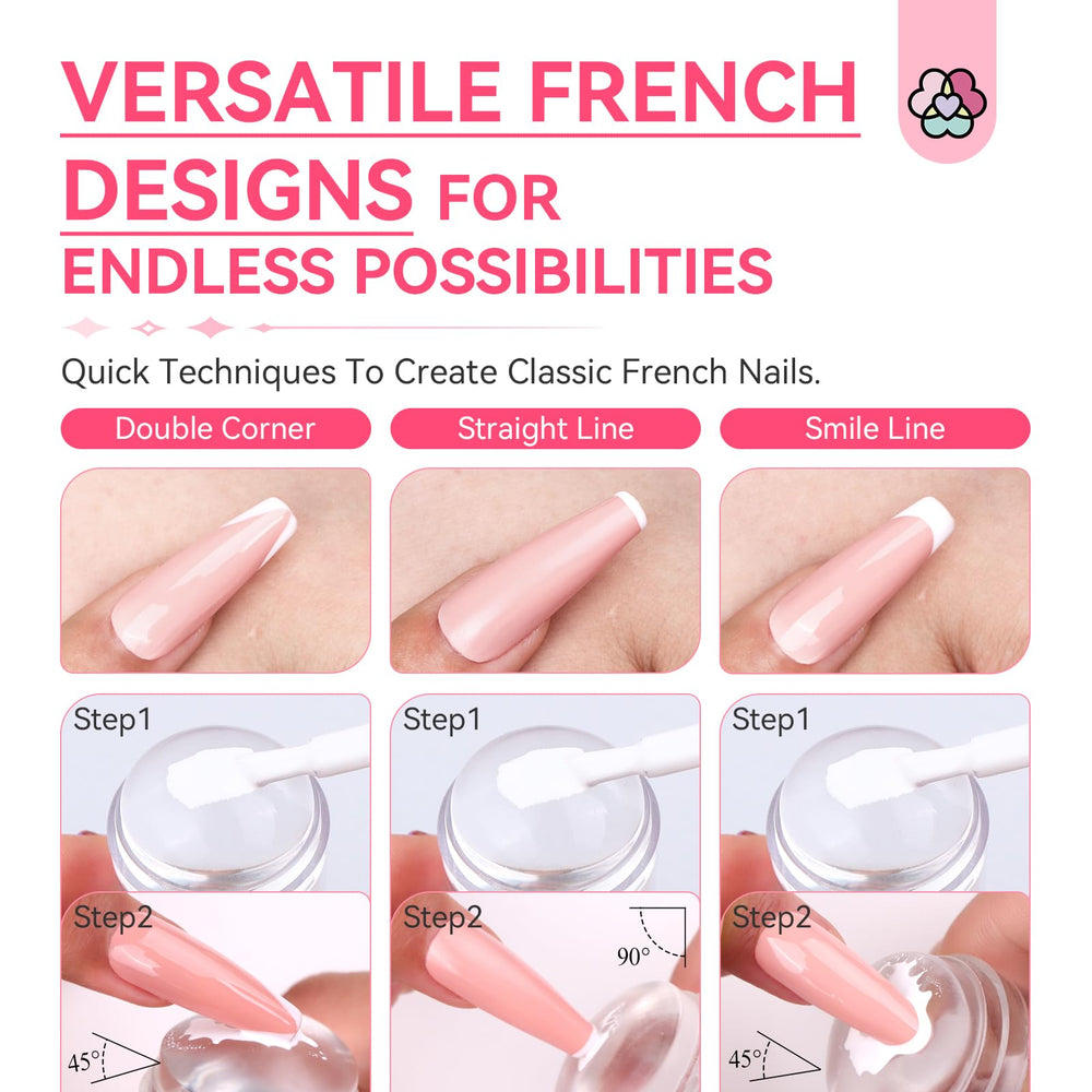 Saviland French manicure stamping setup aids crisp nail lines.
