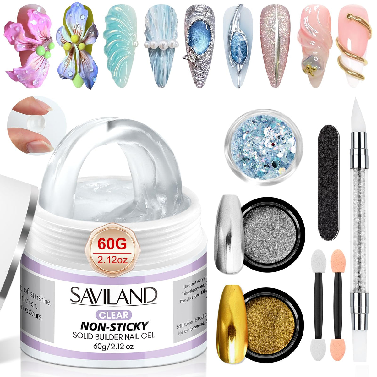 SAVILAND gel de construcción sólido de 60 g para extensiones en casa