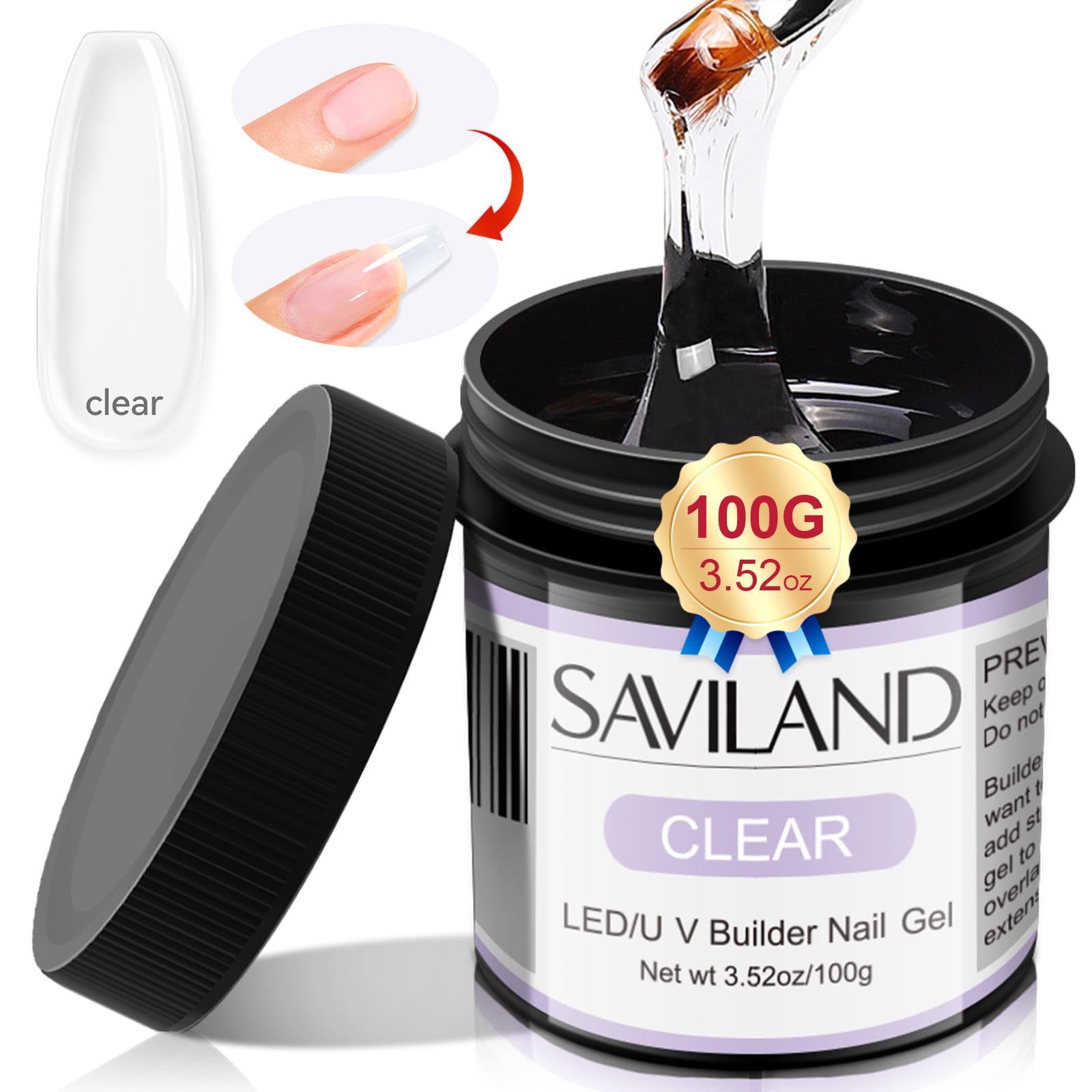 SAVILAND gel constructor claro 100 g para extensiones y fortalecimiento de uñas.