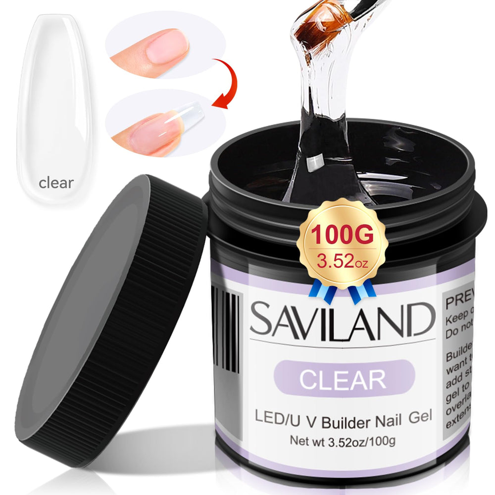 SAVILAND gel constructor claro 100 g para extensiones y fortalecimiento de uñas.
