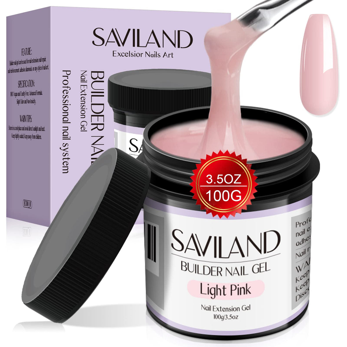 SAVILAND gel de construcción para uñas en botella, ideal para extensiones naturales en casa.