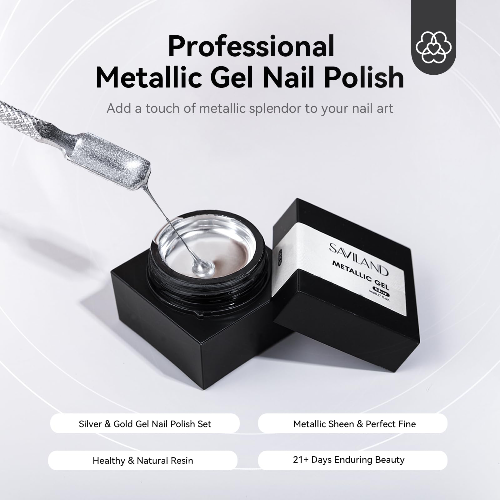 Gel de pintura metálica 3D de SAVILAND para diseños creativos en uñas.