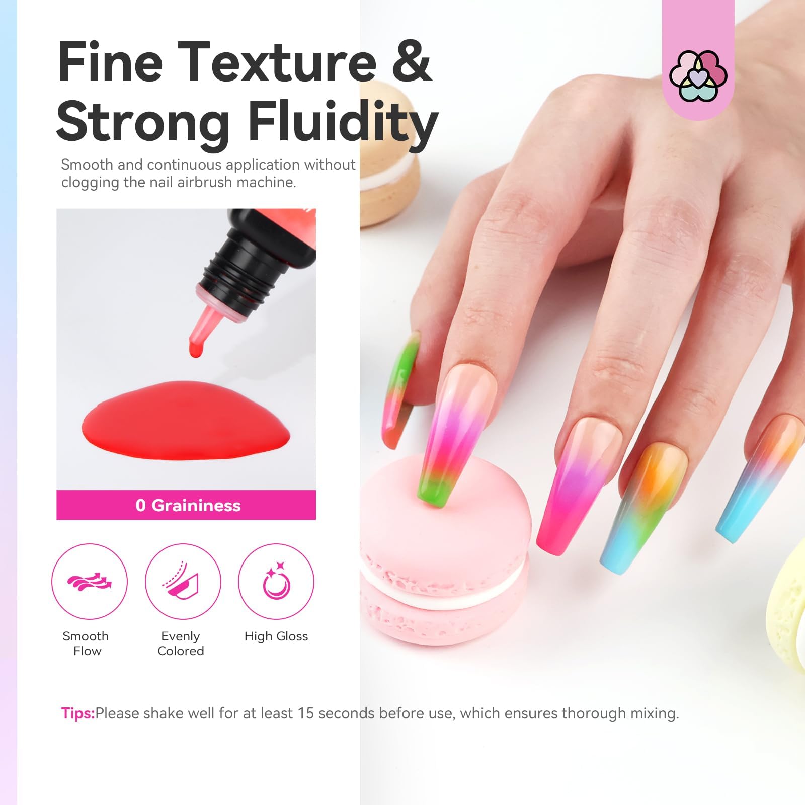 SAVILAND gradient nail art using vivid color blends.