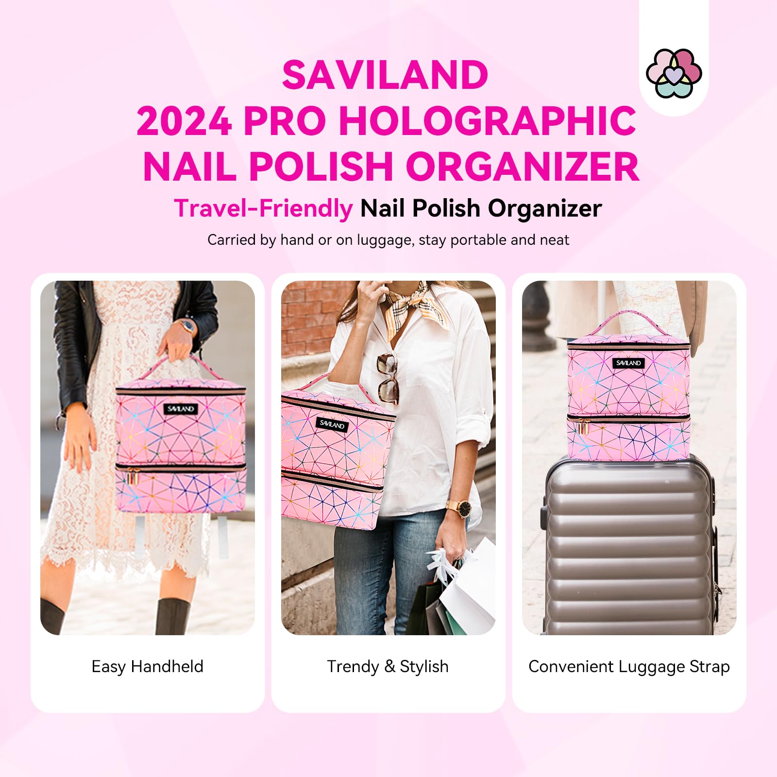 SAVILAND holographic pink design adds stylish flair for home or salon.