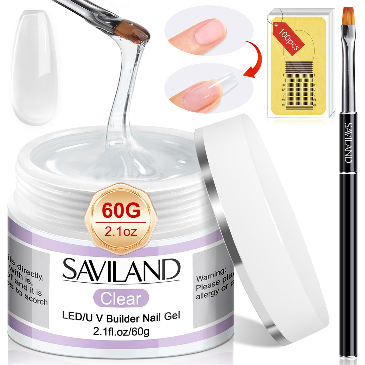 SAVILAND kit gel constructor uñas transparente para extensiones ligeras