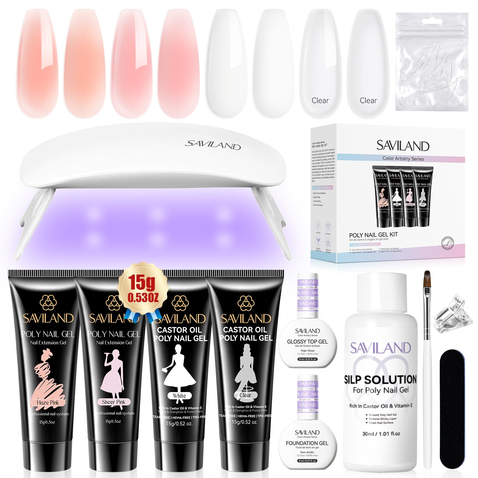 SAVILAND kit poligel frente del set para uñas duraderas en casa