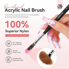 SAVILAND Kolinsky brush size 6 closeup enables smooth, controlled acrylic application for DIY nail art.