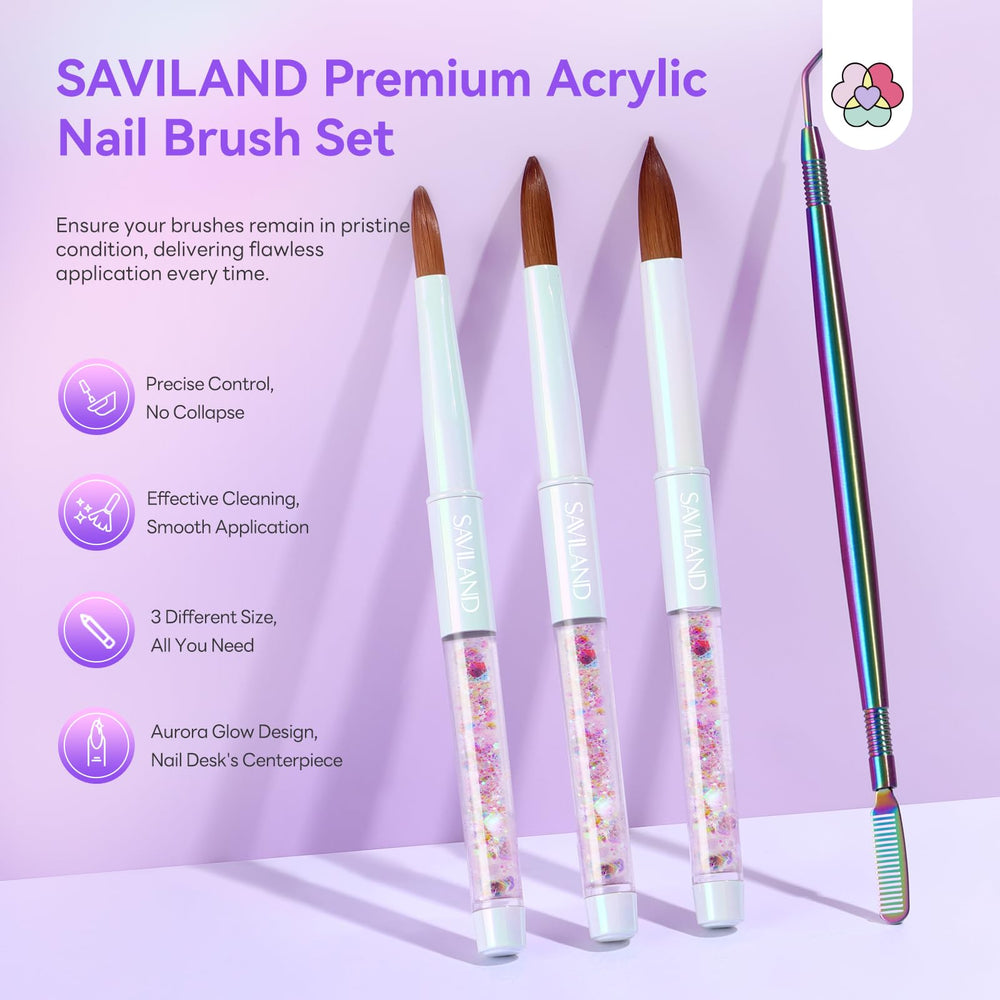 SAVILAND Kolinsky 10# brush offers balanced control for extensions and base fills.