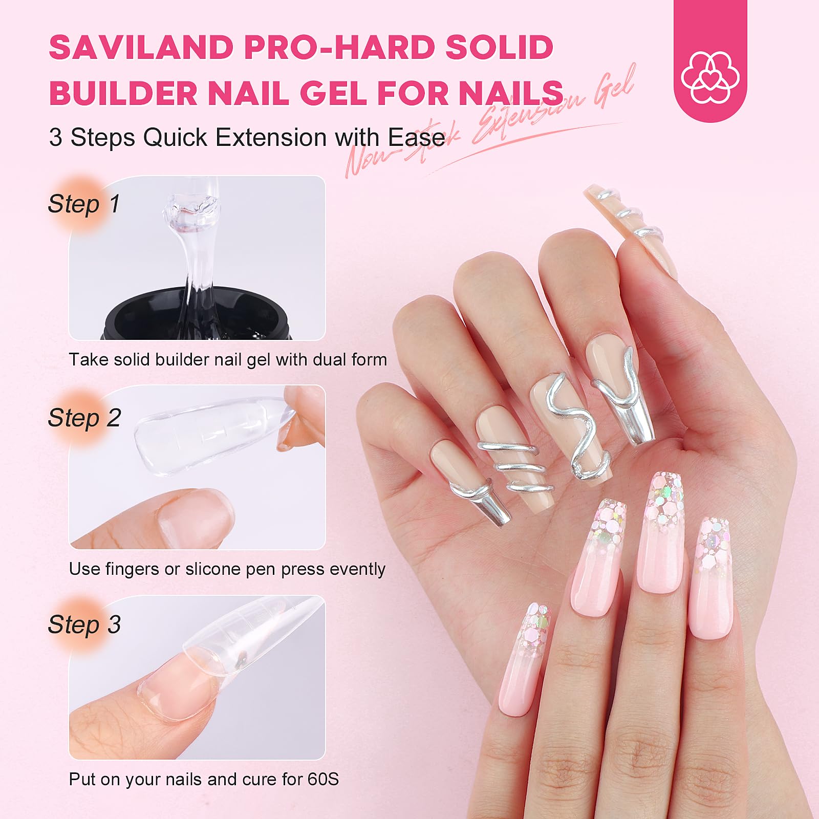 Lima para uñas SAVILAND con 60 tips para acabado profesional