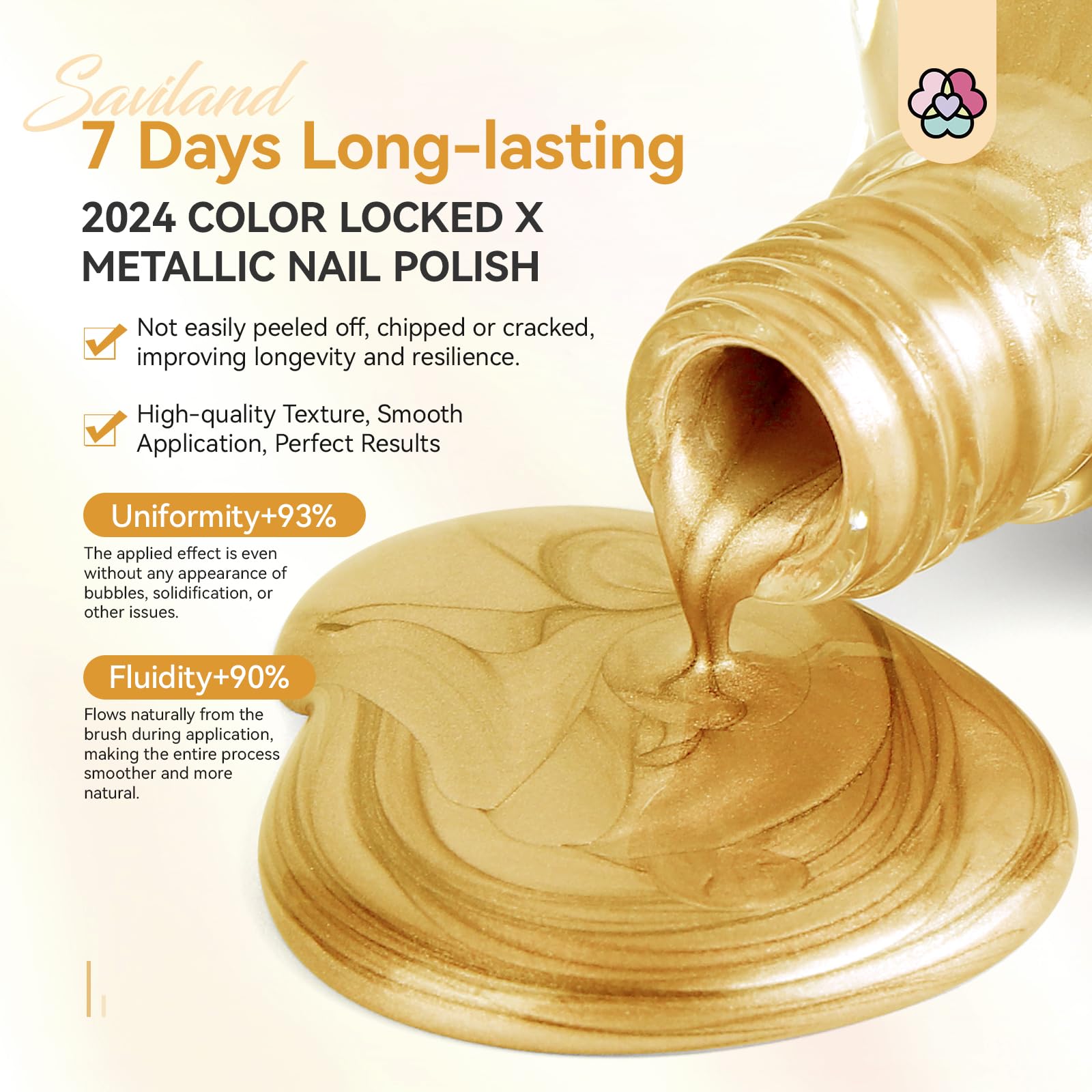 SAVILAND close-up brush applying smooth, precise gold polish
