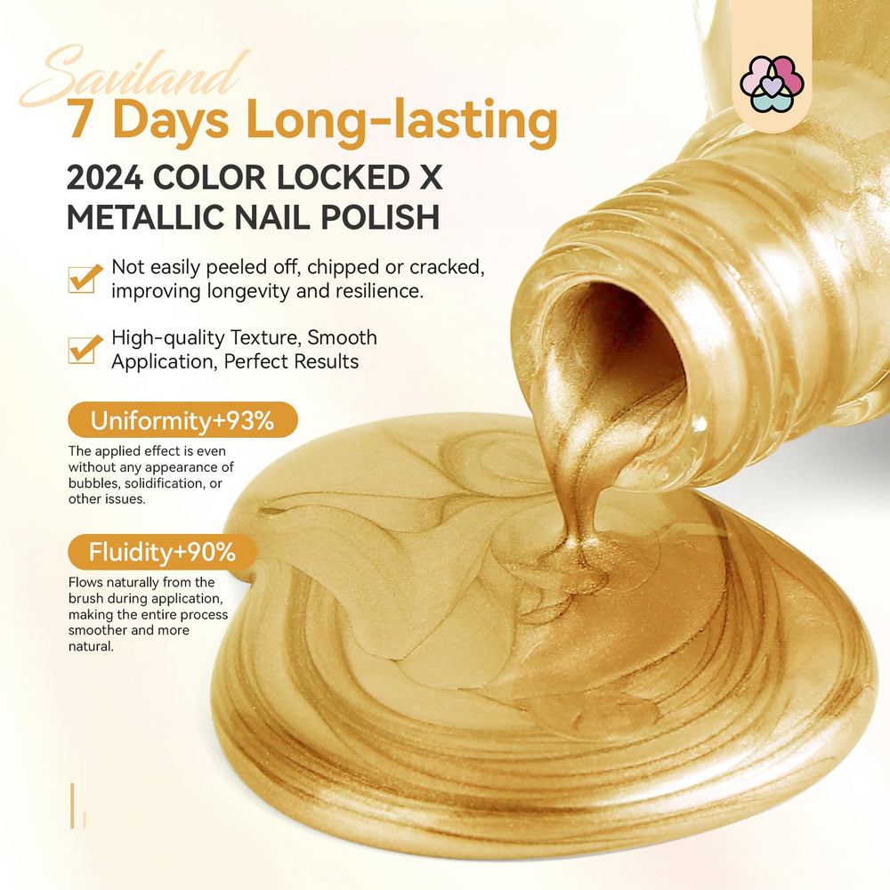 SAVILAND close-up brush applying smooth, precise gold polish