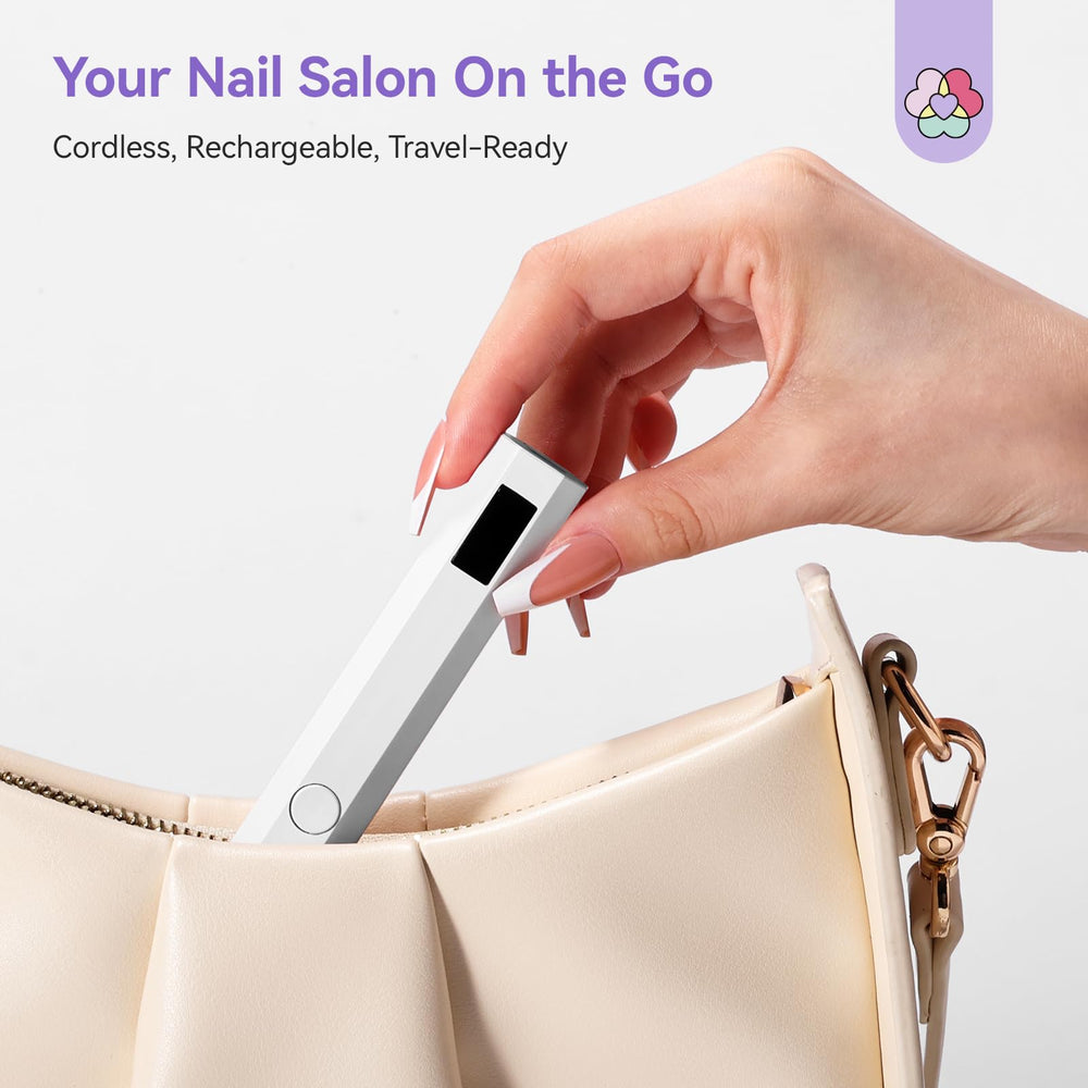Compact, travel-friendly design fits in a bag for on-the-go nails