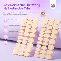 SAVILAND nail adhesive tabs closeup 0-3mm, showcasing ultra-thin breathable design.