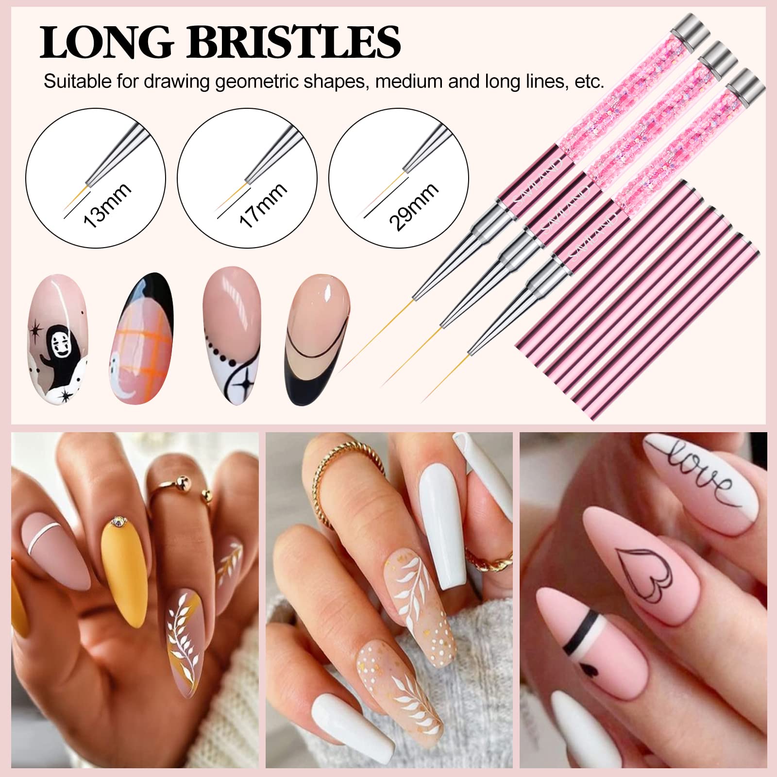 SAVILAND 9mm liner brush for precise lines and soft gradients in designs.