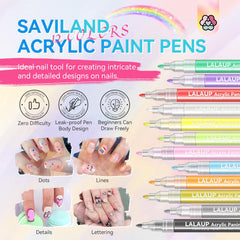 SAVILAND fine-tip close-up highlights precise control for intricate nail art designs.
