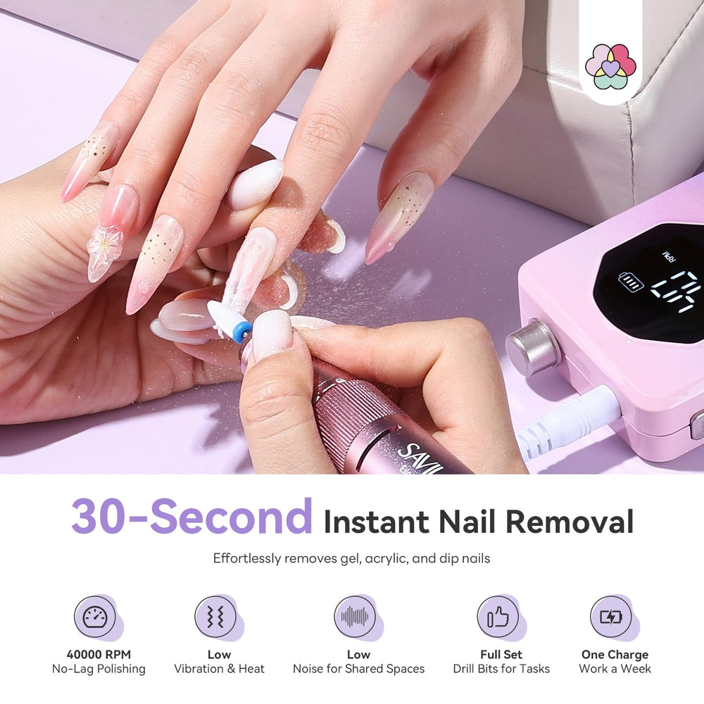 SAVILAND nail drill digital display closeup showing precise speed control
