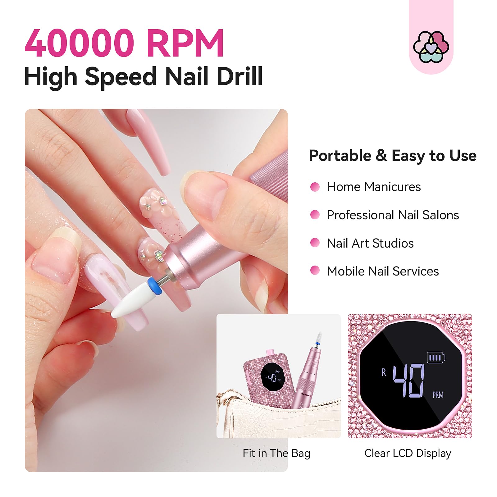SAVILAND Nail Drill with USB-C charging for on-the-go use.