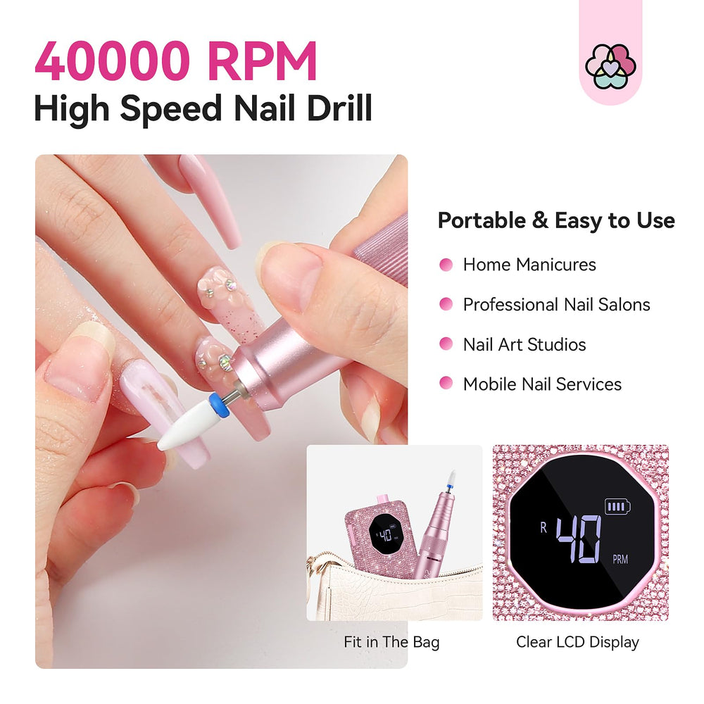 SAVILAND Nail Drill with USB-C charging for on-the-go use.