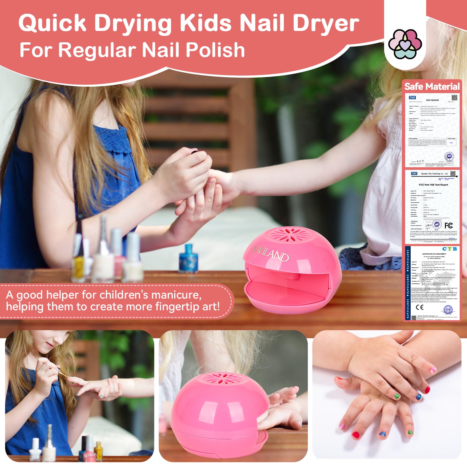 SAVILAND child-friendly design ensures safe, cordless drying for kids