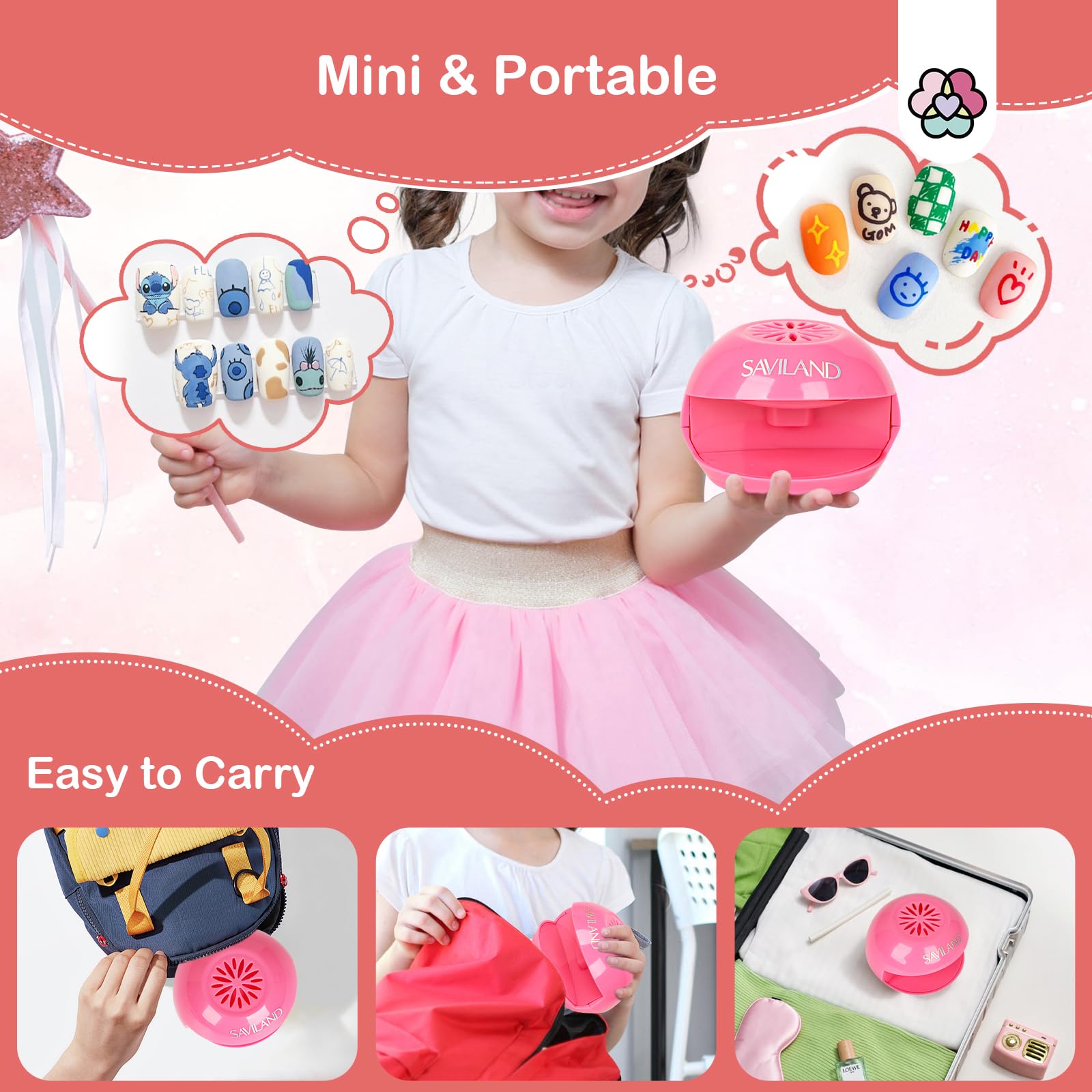 SAVILAND mini portable dryer fits bags for on-the-go manicures
