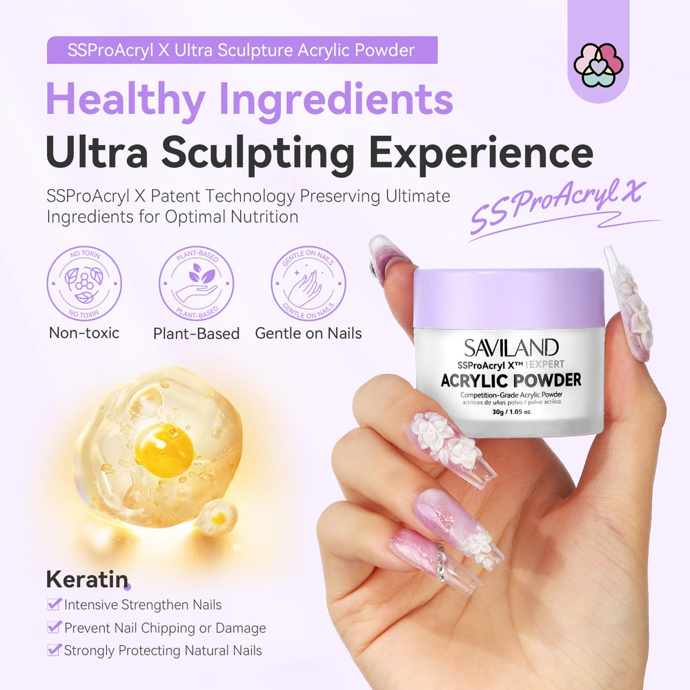 3D carving and nail extension process with SAVILAND powder.